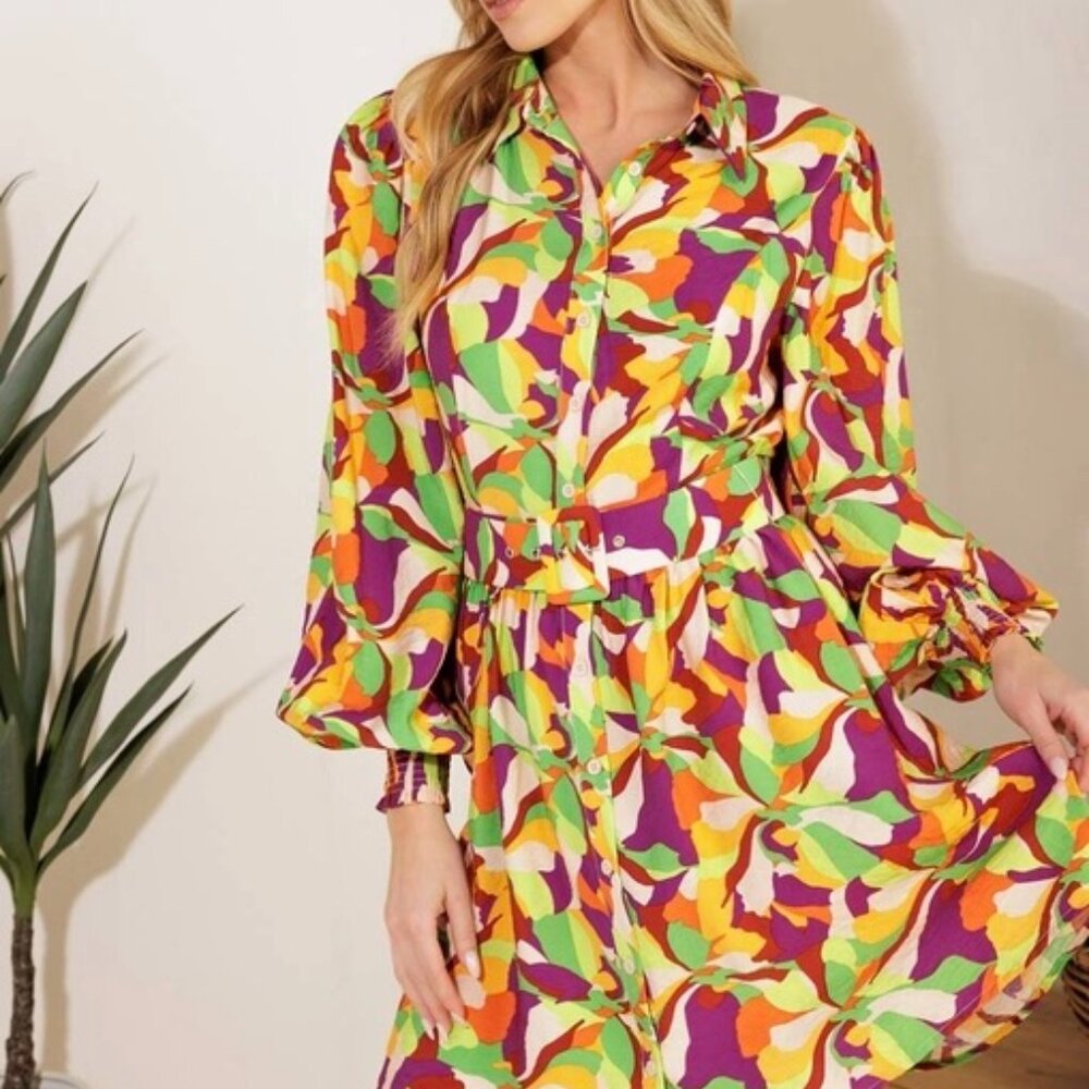 Mulit-Color Printed Woven Mini Dress